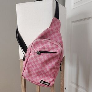 Pink Checkered Crossbody Bag